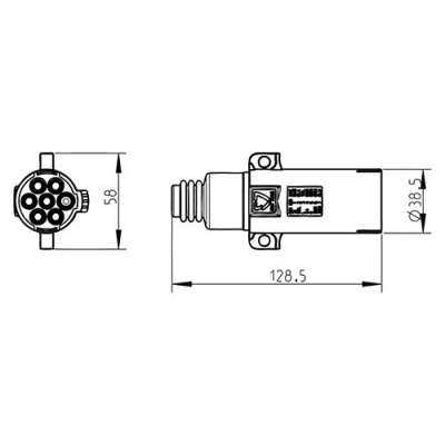 Штекер 7PIN/24V, S-TYPE, PLASTIC (клемма) (ISO 3731)
